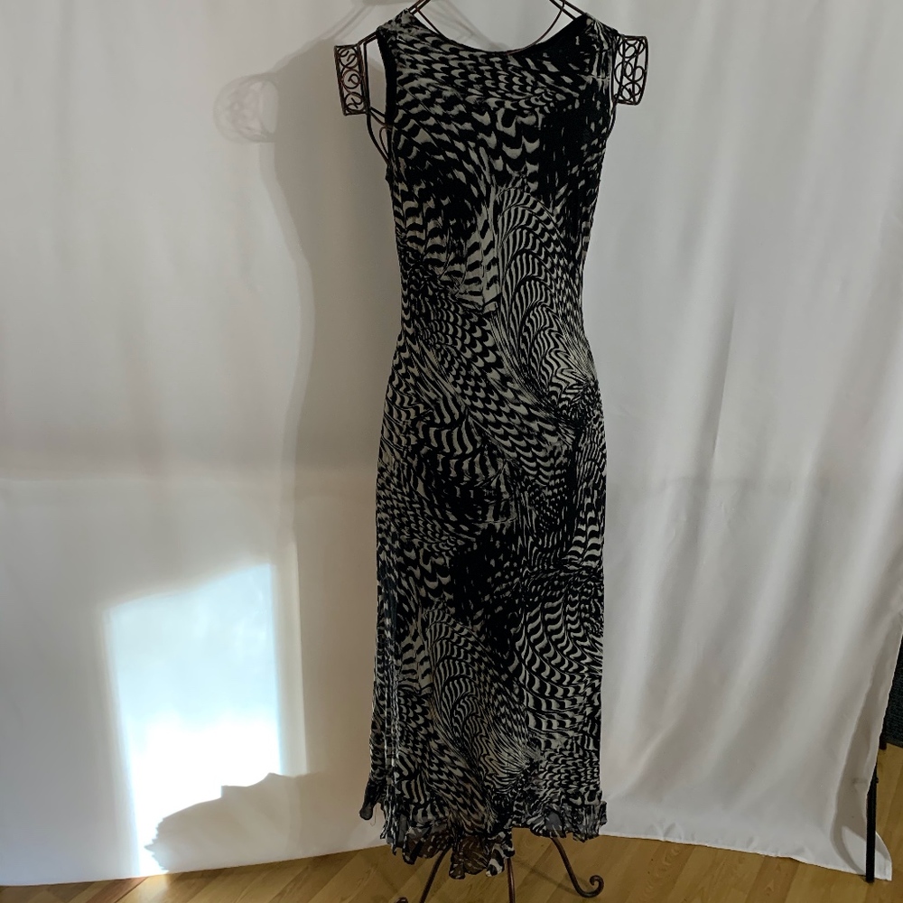 Y2K Black & White Bias Cut Dress